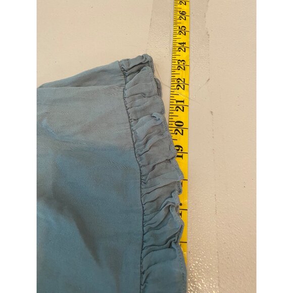 Shabby Chic Dress Bohemian Blue Ruffled Short Sleeve Smocked Waist XS - Picture 8 of 9